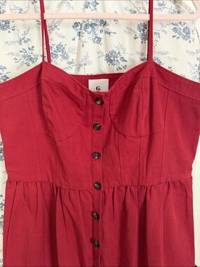 Spaghetti-Strap Midi Dress in Rich Red